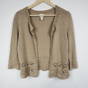 CHICO'S Beige Cardigan Size 1